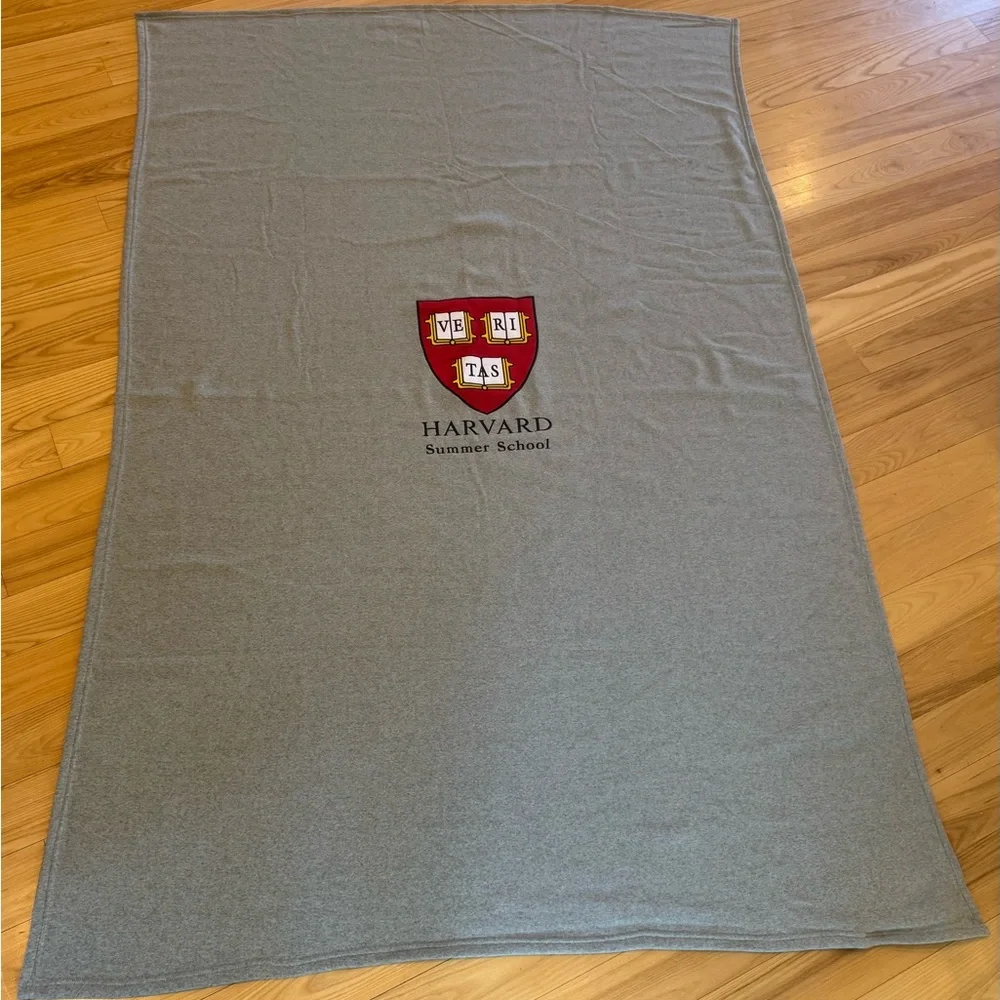 Harvard University Summer School Logo Brands Gray Fleece Blanket